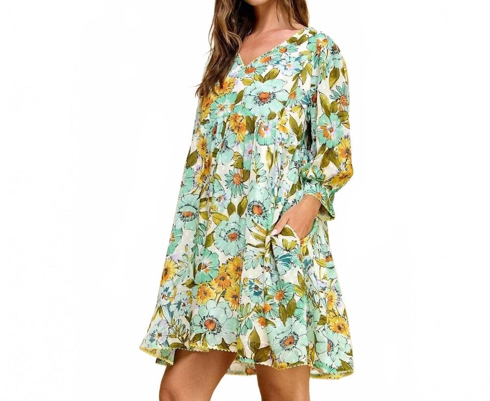 NEW VEVERET retro chic polka dot flower babydoll dress in aqua
